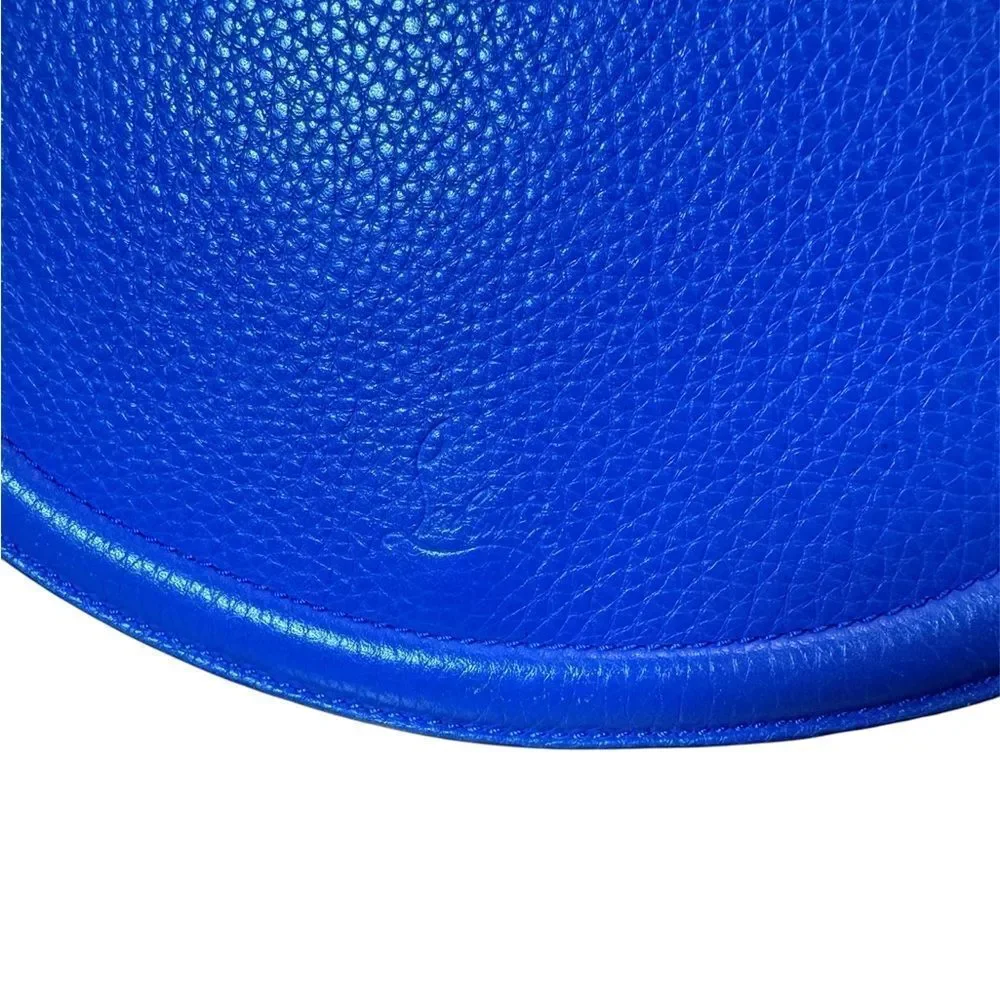 CHRISTIAN LOUBOUTIN Blue Leather Panettone Spiked Messenger Crossbody Bag